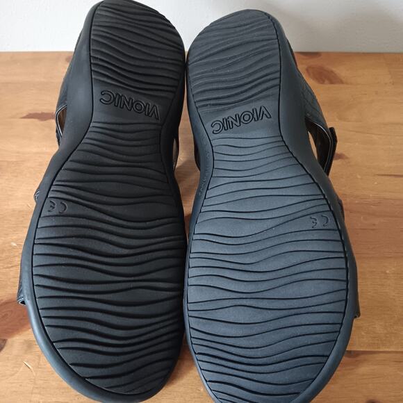 Vionic Amber Black 3 Strap Adjustable Faux Croc Slingback Sandals Women's 9 - Picture 9 of 10